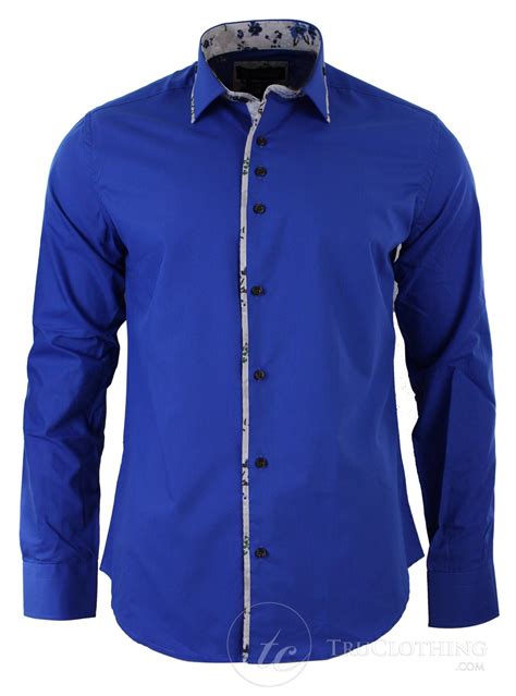 Men's Blue Designer Casual Button.